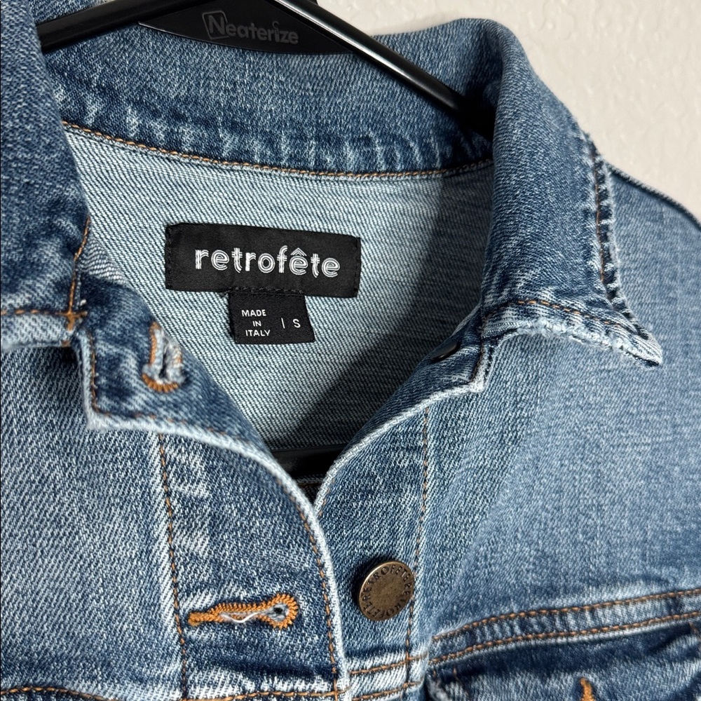 Retrofete Phoebe Romper Puff Sleeve Distressed Denim Streetwear Normcore Boho - Picture 4 of 8